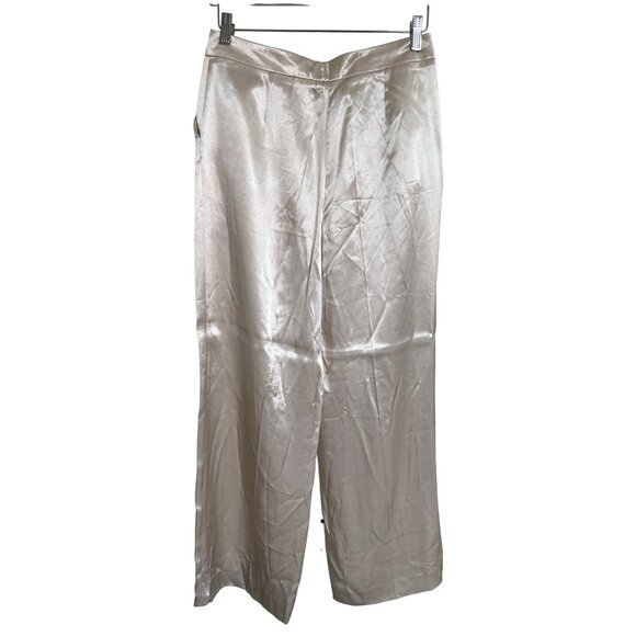 Zara Satin Pleated Pants Light Beige - Picture 4 of 4